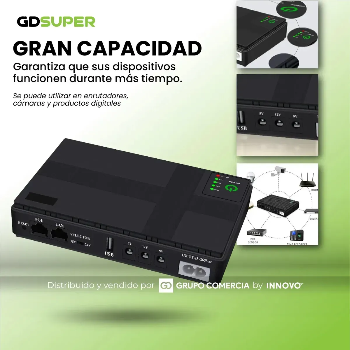 Mini Ups Gdsuper 20.000mah Respaldo De Energía Para Router Modem Y Cámara Negro Negro img #6