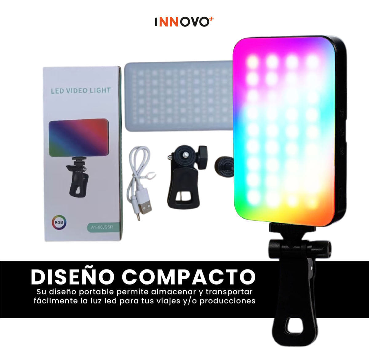 Luz Led Portátil Rgb Spot Mini Para Celular Y Laptop 96 Leds Iluminación Regulable img #4