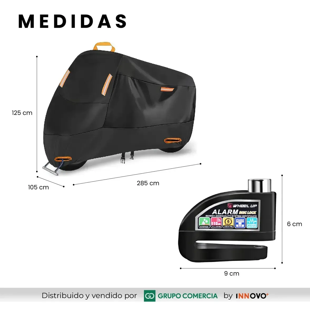 Carpa Para Motos Grandes Funda Impermeable Con Candado Alarma Negro img #5