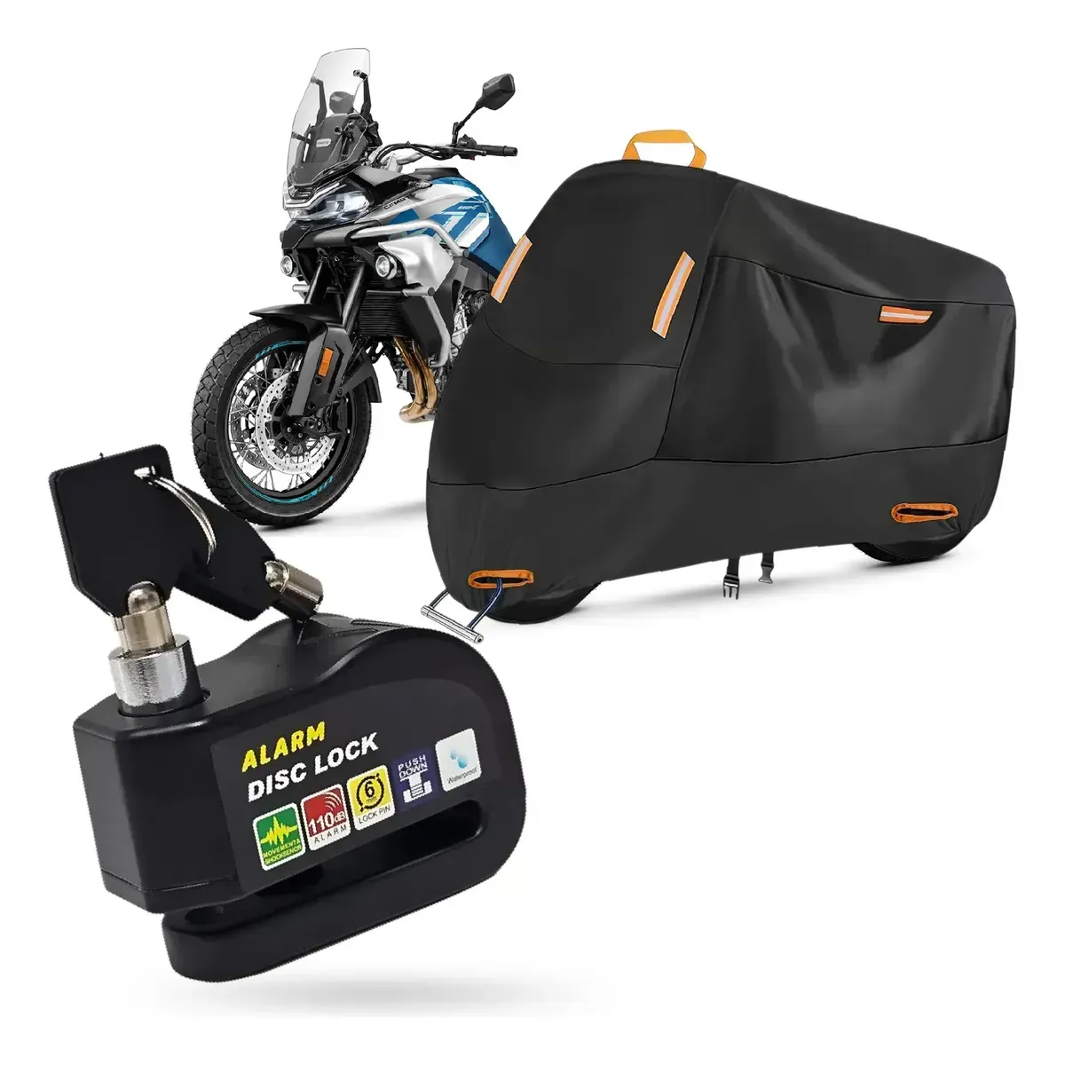 Carpa Para Motos Grandes Funda Impermeable Con Candado Alarma Negro img #1