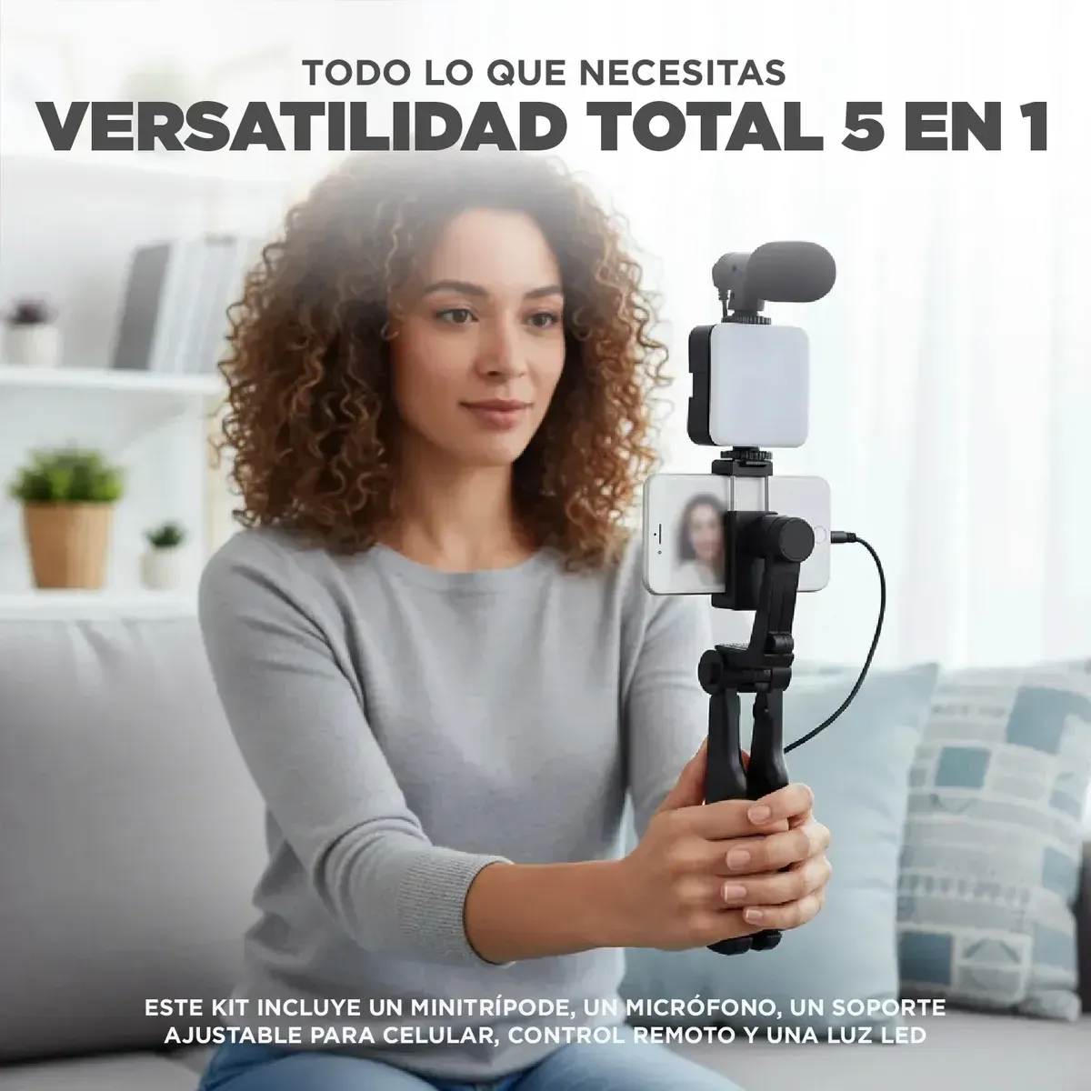 Kit De Vlogging Profesional 5 En 1 Rgb Audio Pro Y Luz Led img #9