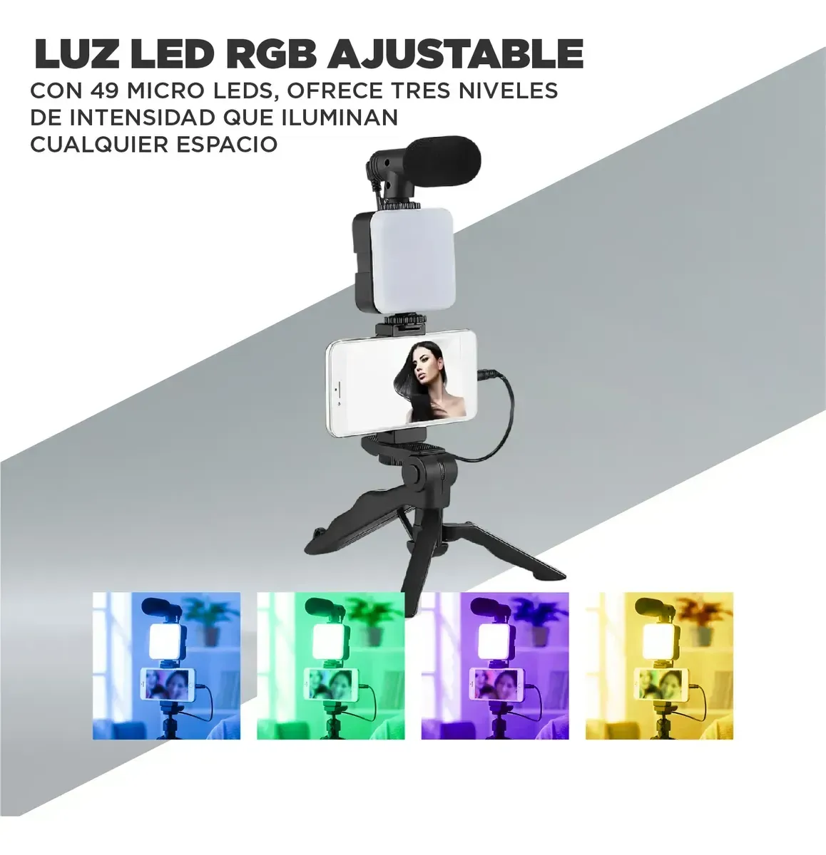 Kit De Vlogging Profesional 5 En 1 Rgb Audio Pro Y Luz Led img #6