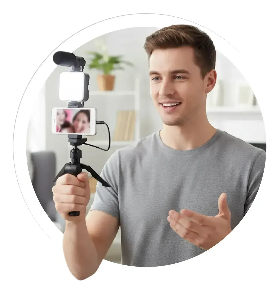 Kit De Vlogging Profesional 5 En 1 Rgb Audio Pro Y Luz Led img #4