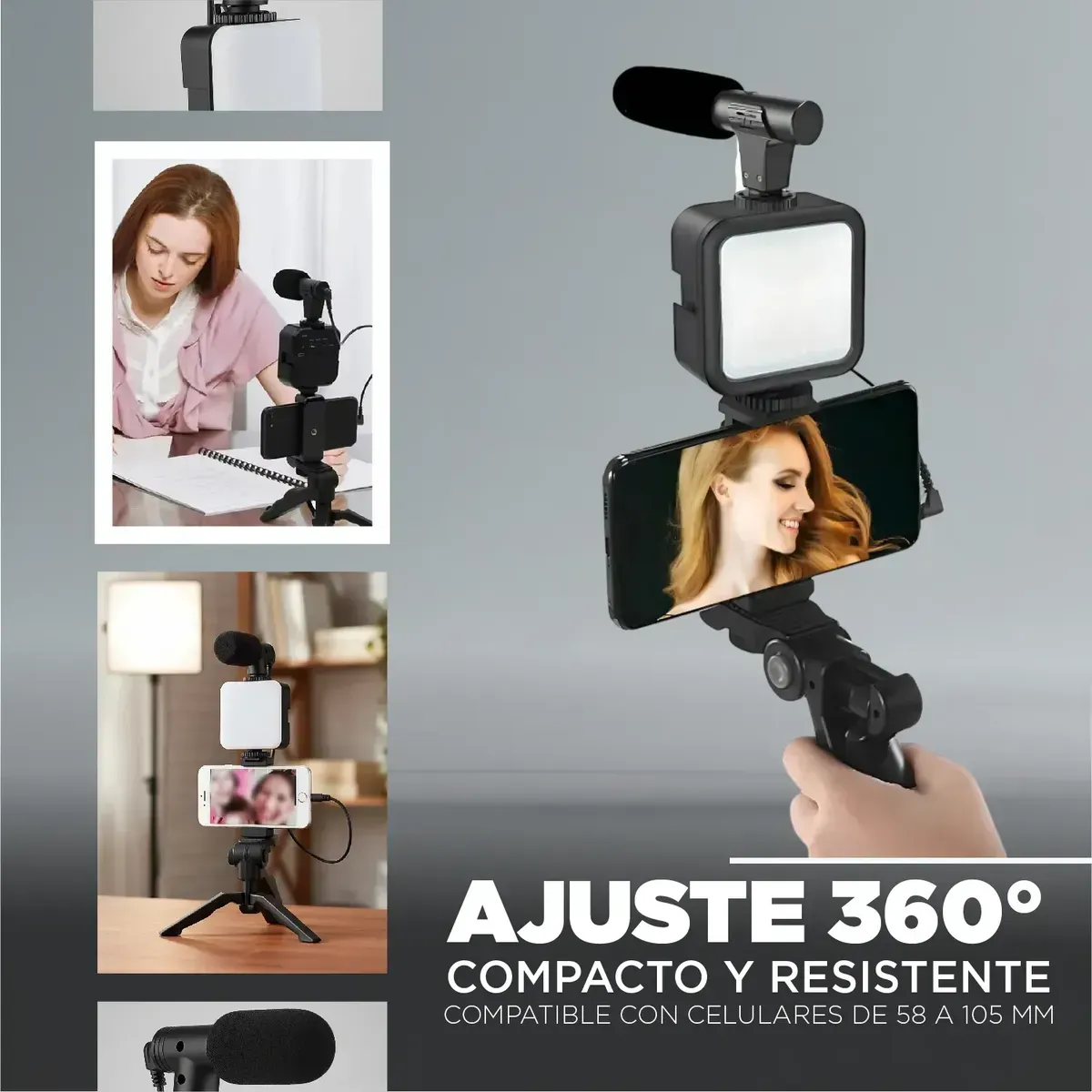 Kit De Vlogging Profesional 5 En 1 Rgb Audio Pro Y Luz Led img #7