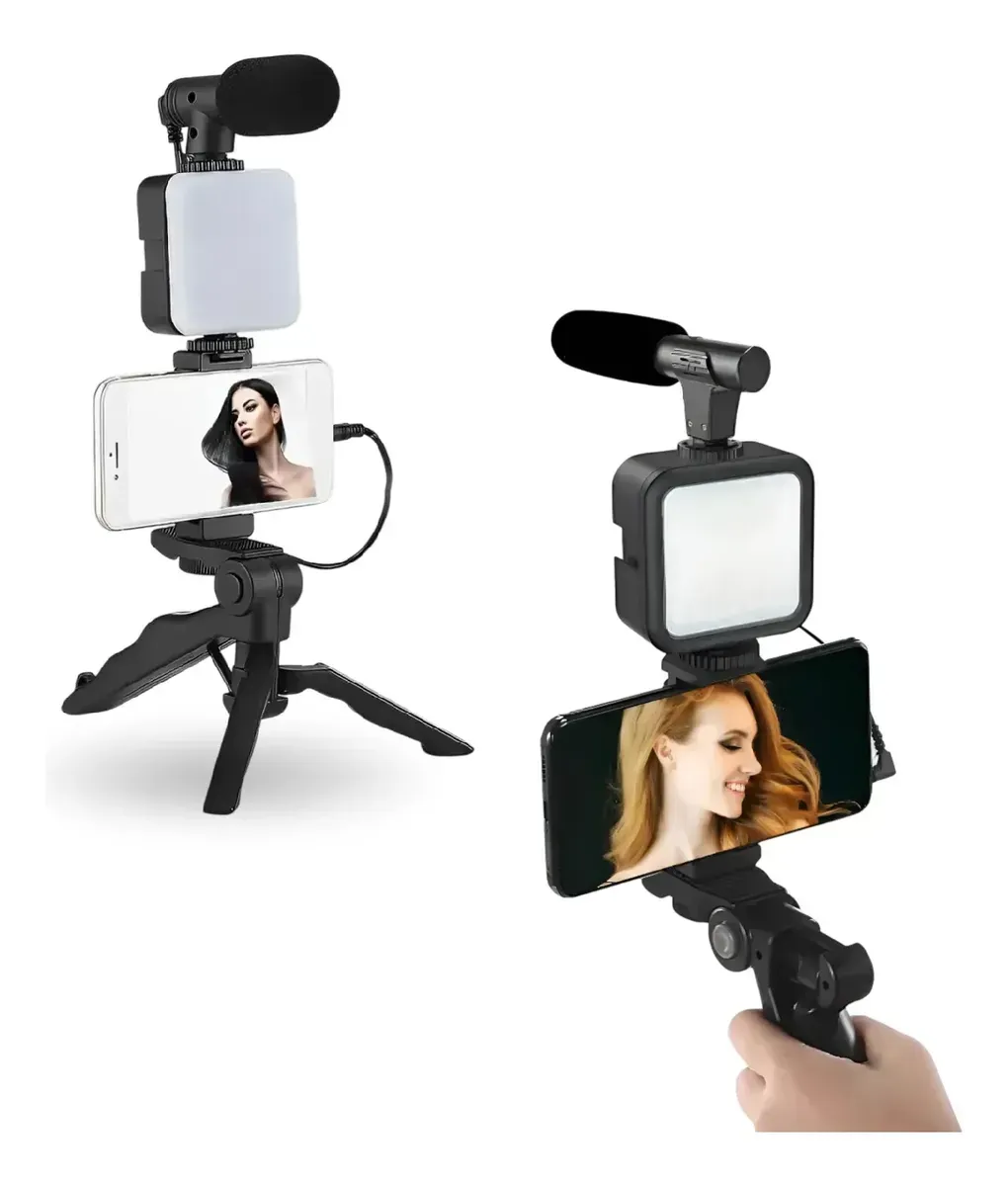 Kit De Vlogging Profesional 5 En 1 Rgb Audio Pro Y Luz Led img #1