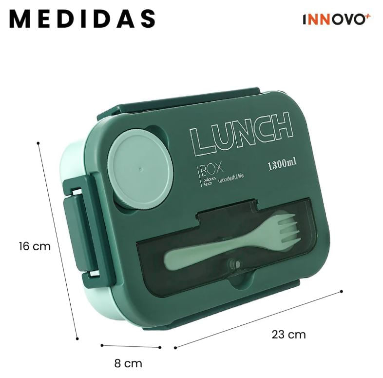 Lonchera Lunch Térmica Hermética Con Accesorios 1.300 Ml Verde img #2