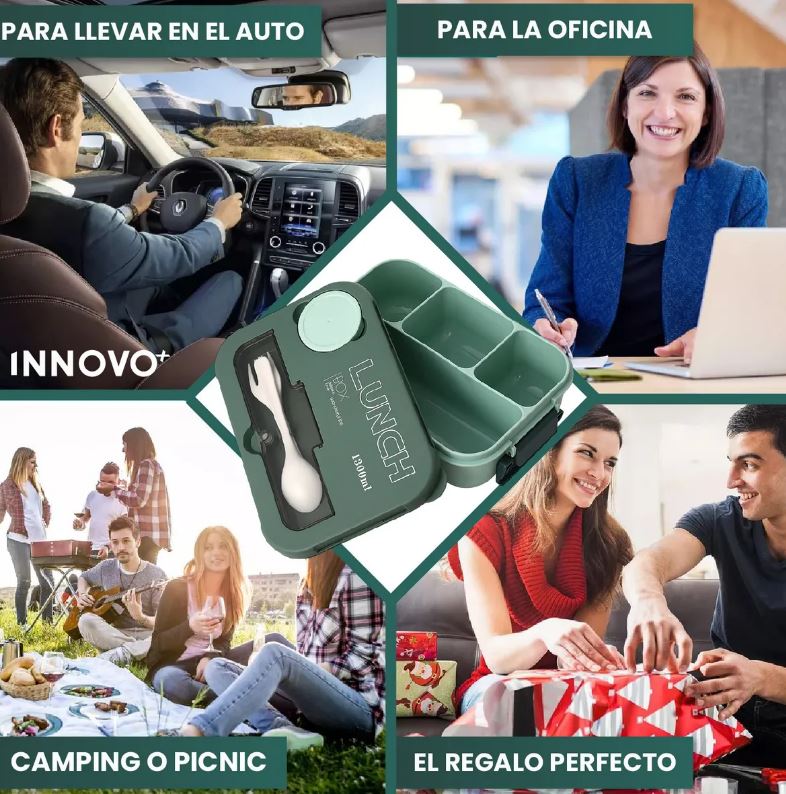Lonchera Lunch Térmica Hermética Con Accesorios 1.300 Ml Verde img #5