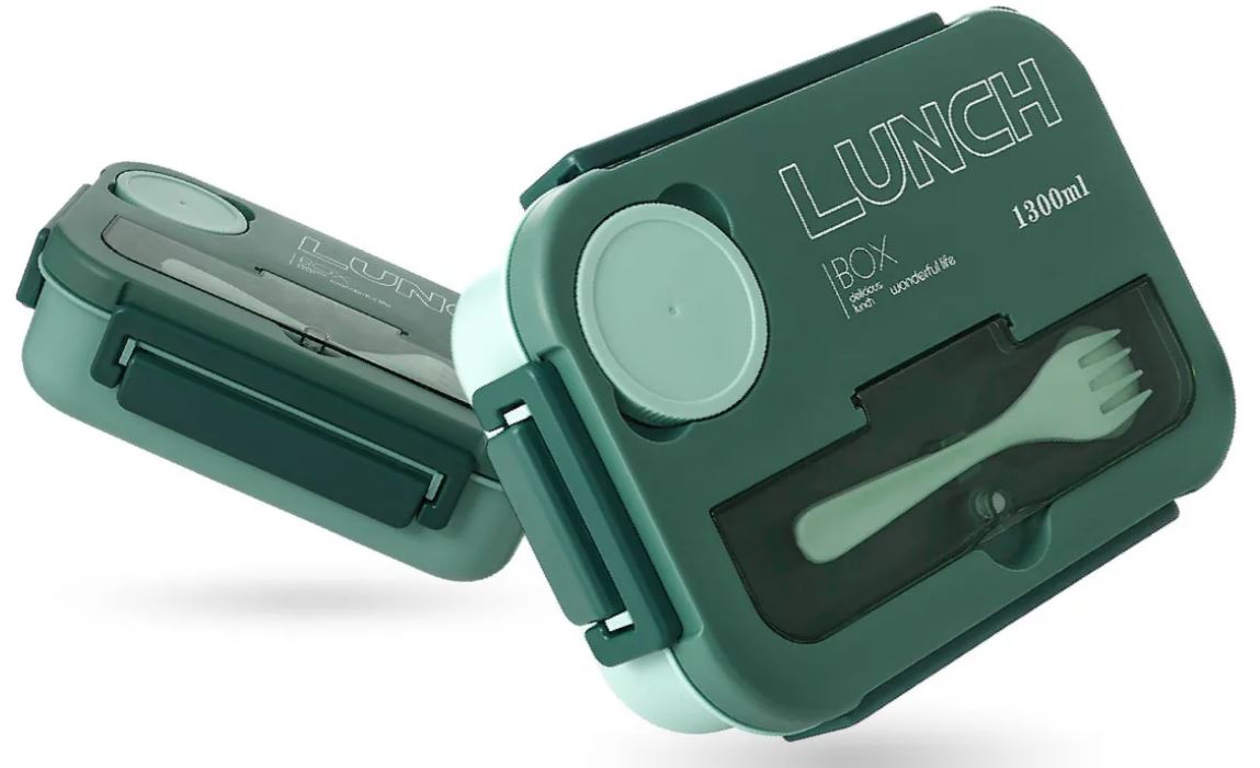 Lonchera Lunch Térmica Hermética Con Accesorios 1.300 Ml Verde img #1