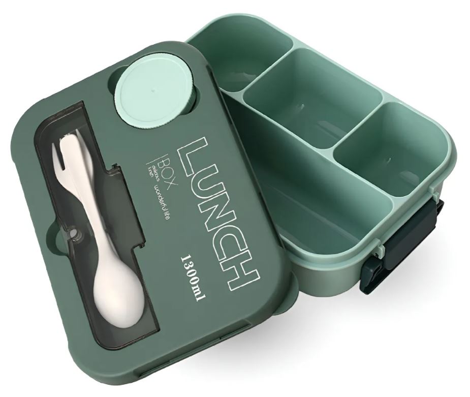 Lonchera Lunch Térmica Hermética Con Accesorios 1.300 Ml Verde img #4