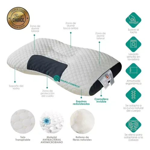 Dúo Combo Almohada Semi Ortopédica Cervical + Cobija Térmica Ovejera 180 X 240 Azul img #6