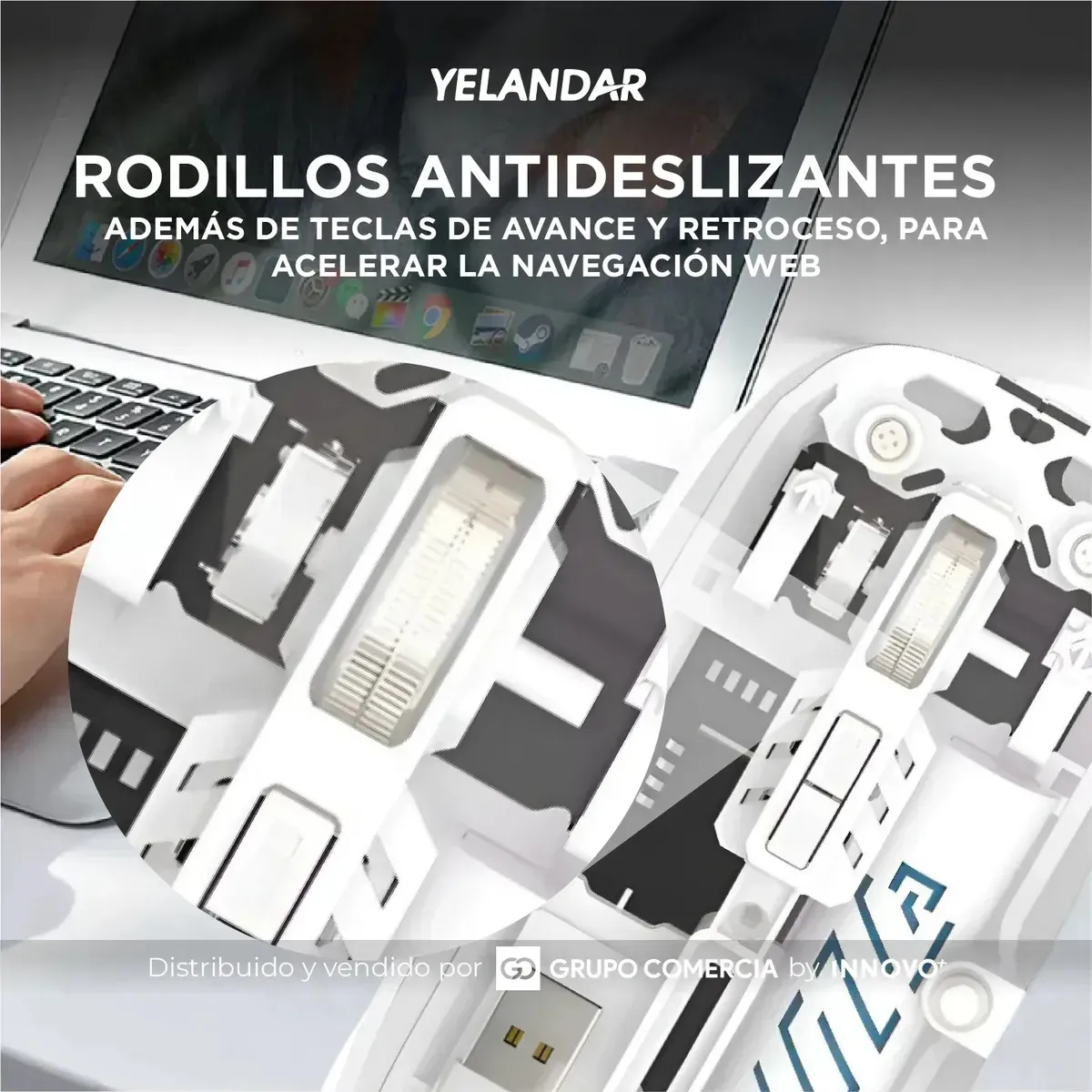 Mouse Inalámbrico Yelandar Cristal Bluetooth + 2.4g Recargable Y Silencioso Blanco Blanco img #4
