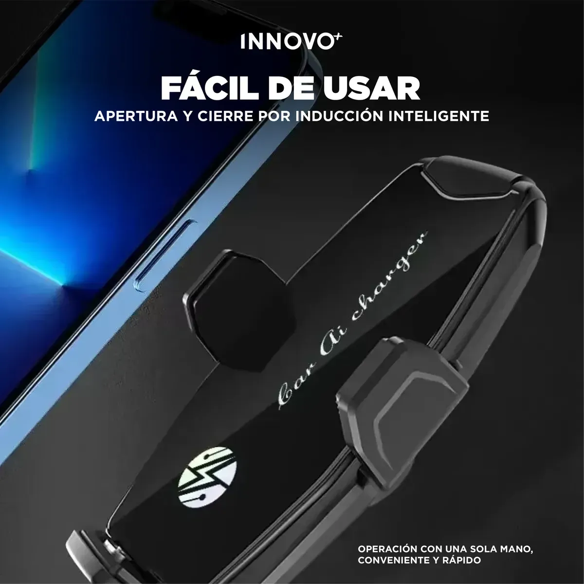 Soporte Celular Para Carro Con Cargador Inalámbrico Carga Rápida img #4
