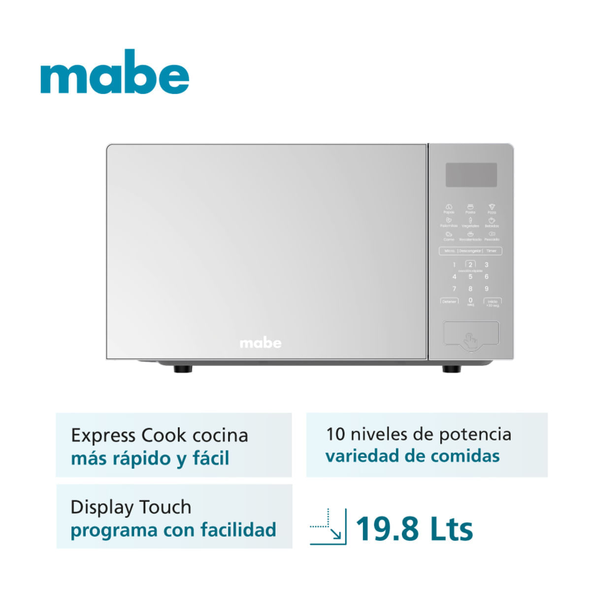 Horno Microondas Mabe 19.8 Litros 0.7 Pies HMM07SJW Gris img #3