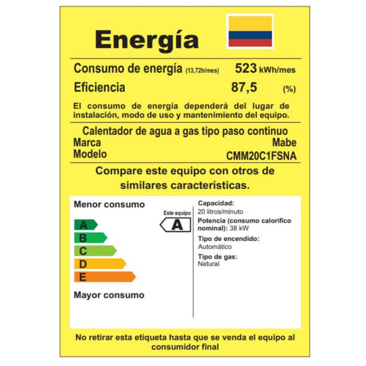 Calentador de Paso Mabe 20 Litros Tiro Forzado CMM20C1FSNA Gris img #8