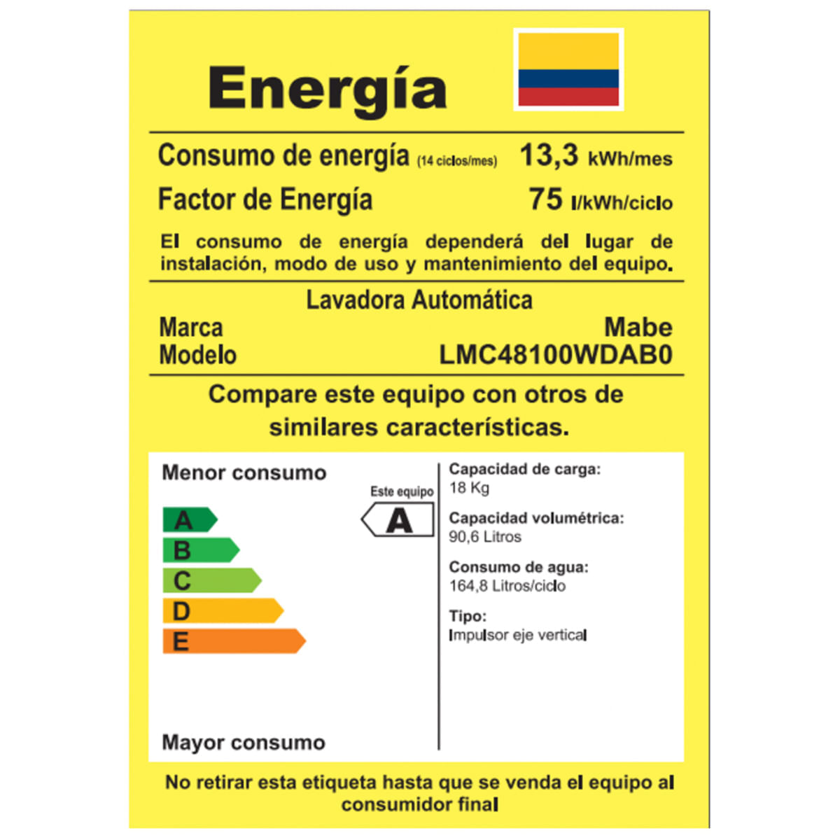 Lavadora Mabe Carga Superior 18 Kg LMC48100WDAB0 Gris img #8