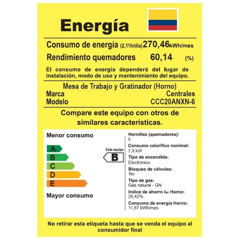 Estufa de Piso Centrales 4 Puestos Gas Natural CCC20ANXN-6 Negro img #8