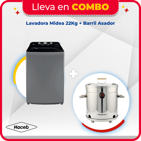 Lavadora Midea Carga Superior 22 Kg Vortex Wash Agitador MA500W220/G-CO Gris + Barril Asador Grill Dey 30 cm img #1