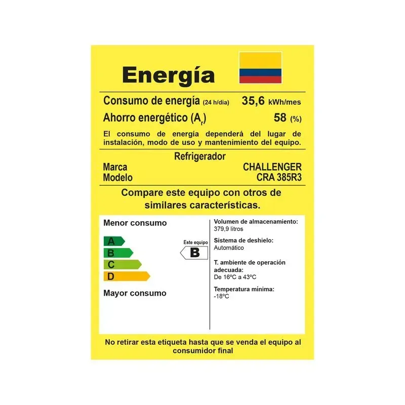 Nevera Challenger No Frost Congelador Superior 385 Litros CRA 385 Negro Mate img #10