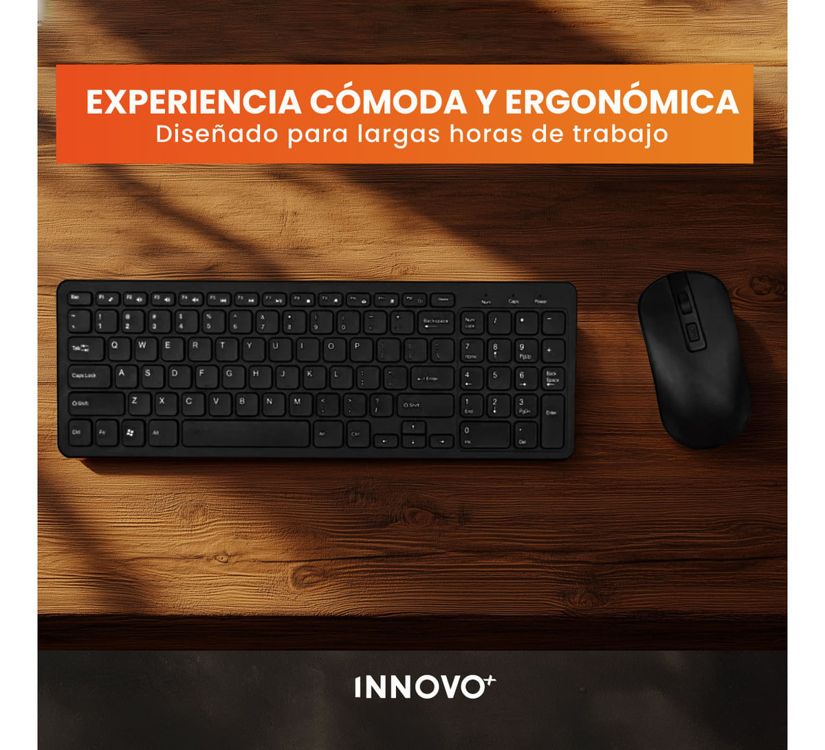 Teclado Con Mouse Inalambrico Usb Receptor Slim Elegante Km Negro Con Números img #3