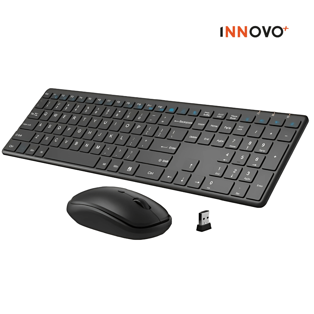 Teclado Con Mouse Inalambrico Usb Receptor Slim Elegante Km Negro Con Números img #1