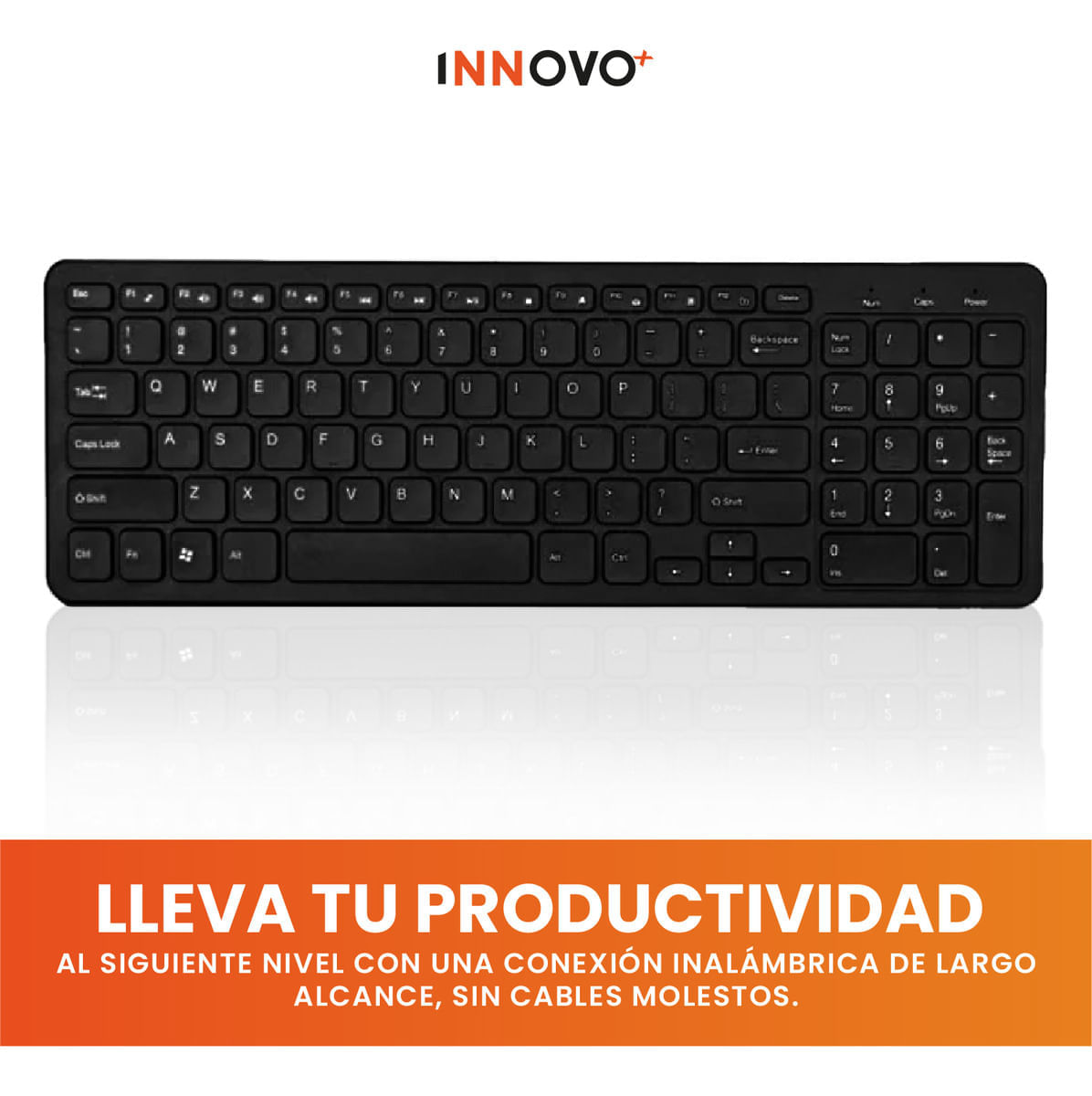 Teclado Con Mouse Inalambrico Usb Receptor Slim Elegante Km Negro Con Números img #4