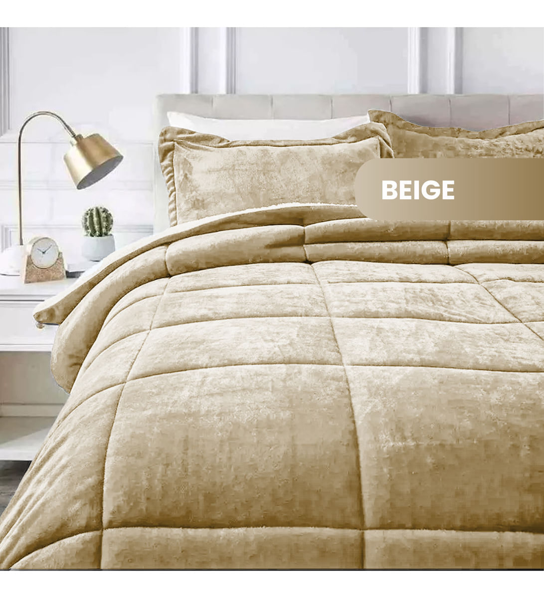 Cubrelecho Plumón Térmico Doble Funda Almohadas Cama Doble Inn Home Beige Cream img #1