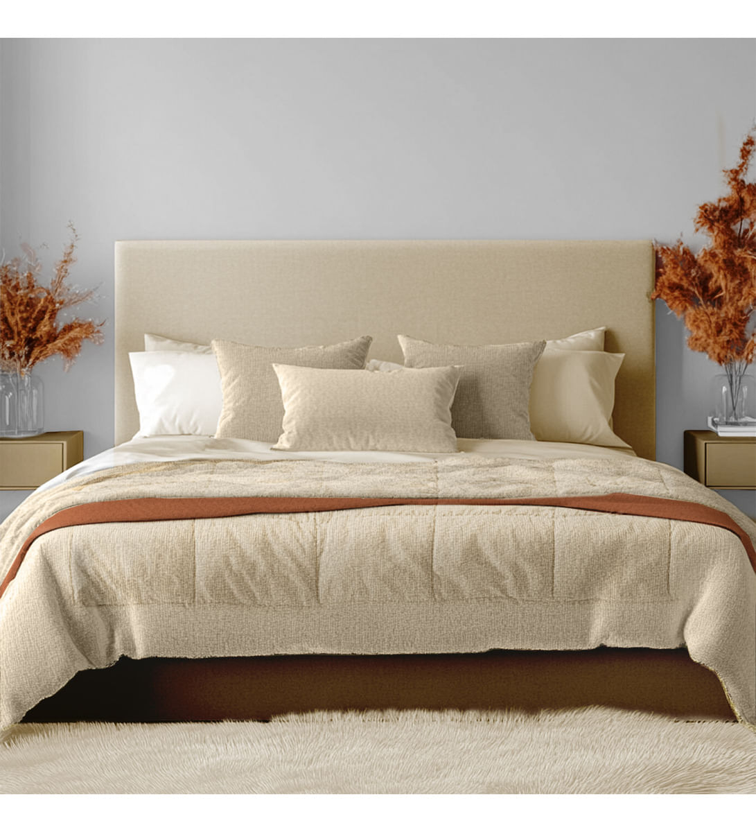 Cubrelecho Plumón Térmico Doble Funda Almohadas Cama Doble Inn Home Beige Cream img #5
