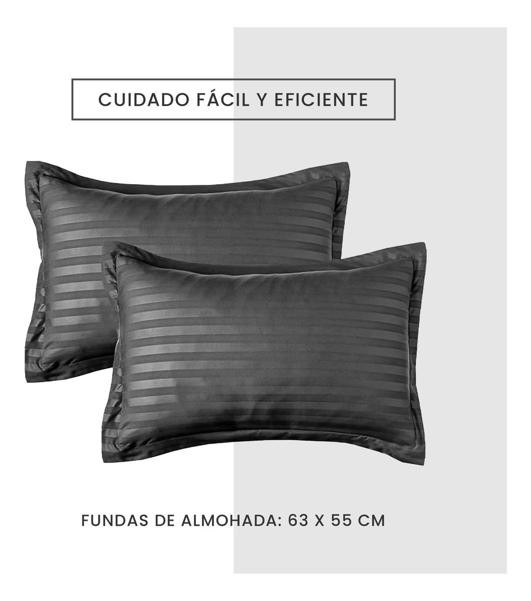 Edredon Cubrelecho Premium Cama Doble Con Fundas Para Almohada Gris img #5