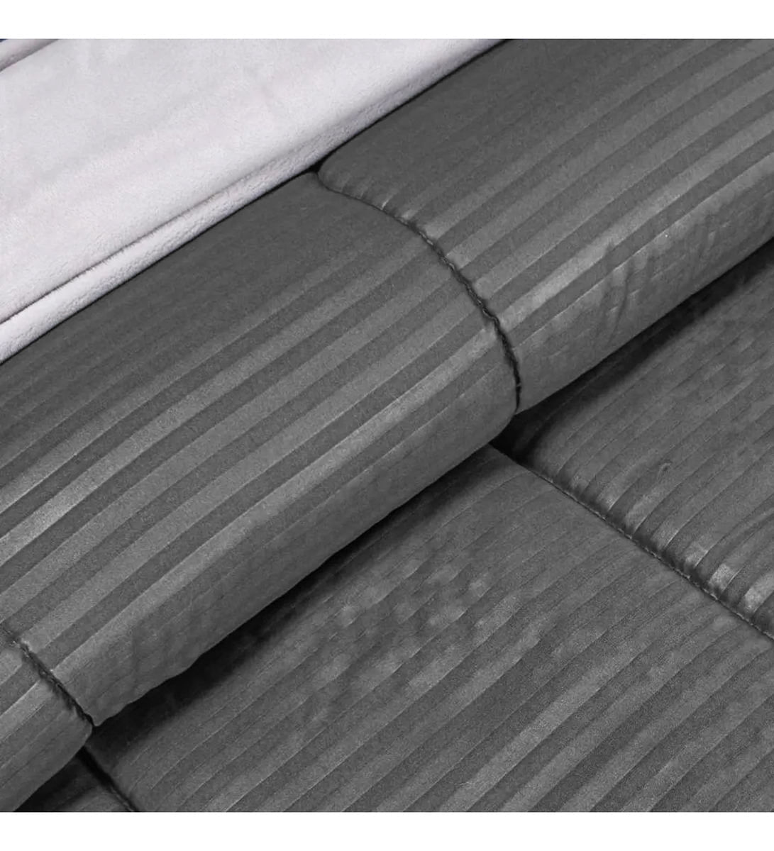 Edredon Cubrelecho Premium Cama Doble Con Fundas Para Almohada Gris img #3