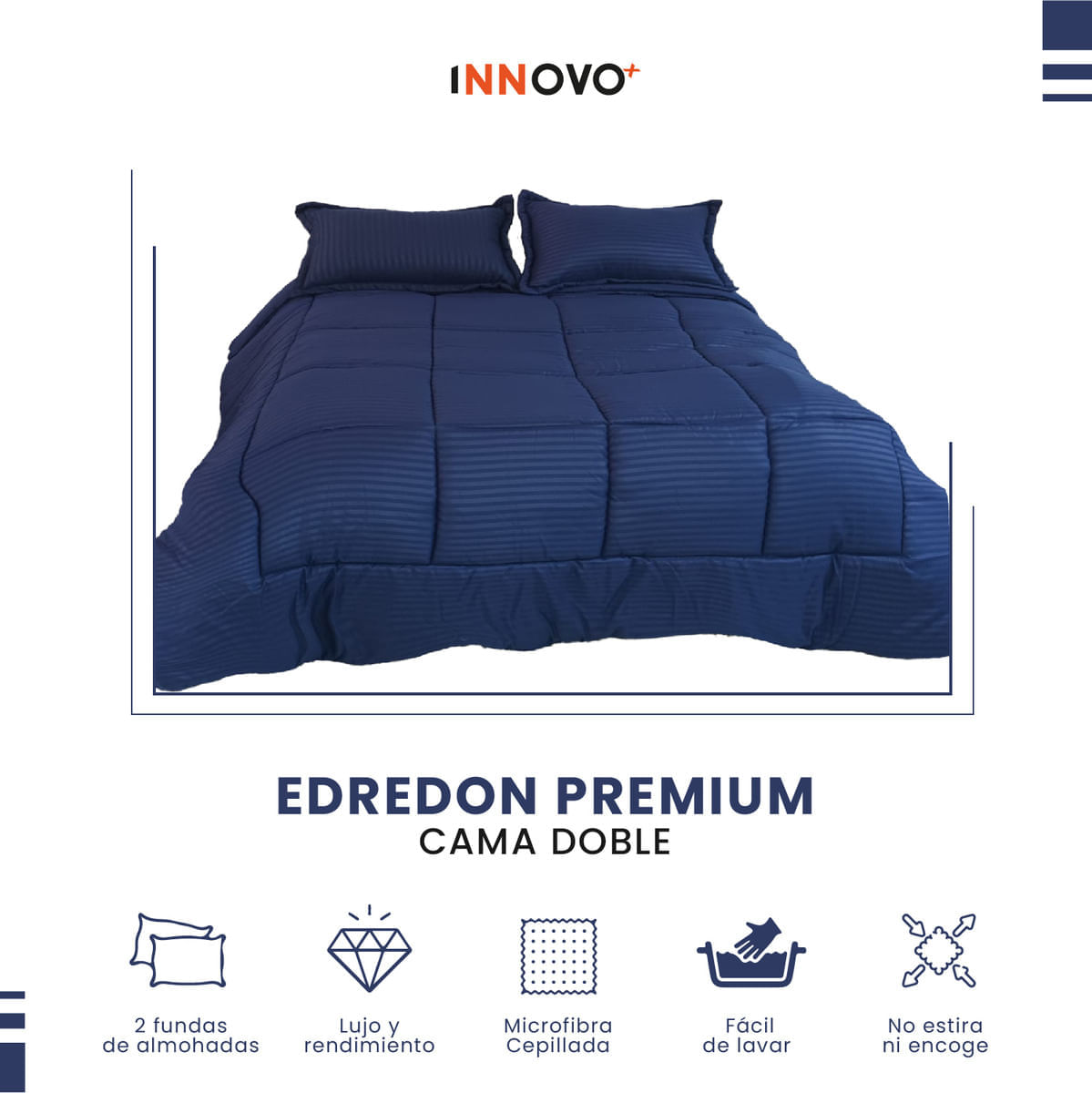 Edredon Cubrelecho Premium Cama Doble Con Fundas Para Almohada img #2