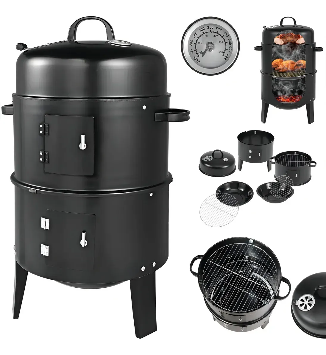 Asador Barril Ahumador Deuba Smoker Portátil Color Negro img #1