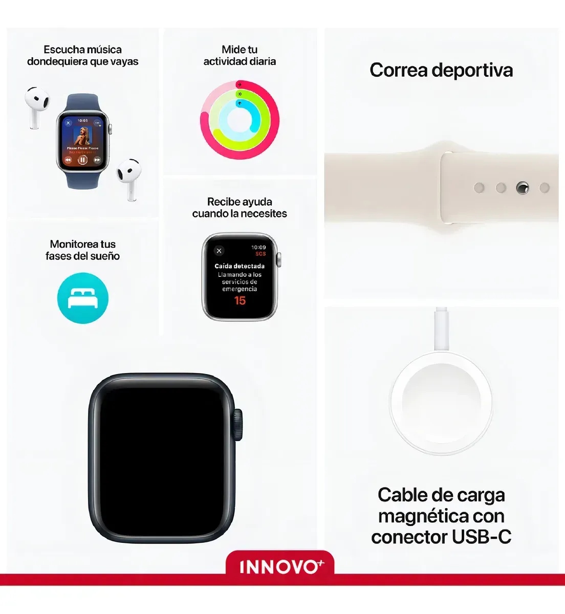 Smart Watch Deportivo Serie 8 Plus Con Audifonos Case Y Videojuegos Gris Edition img #5