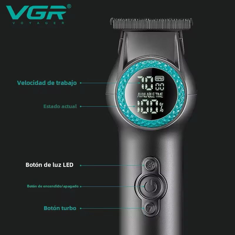Máquina Trimmer Profesional V-990 Pro Luz Led Turbo 8000rpm Inalambrica img #5