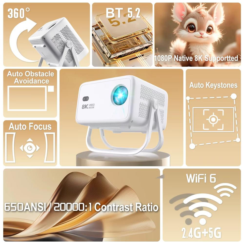 Proyector Android 8K Auto Focus Wifi Bluetooth 650Ansi Tp350 img #2