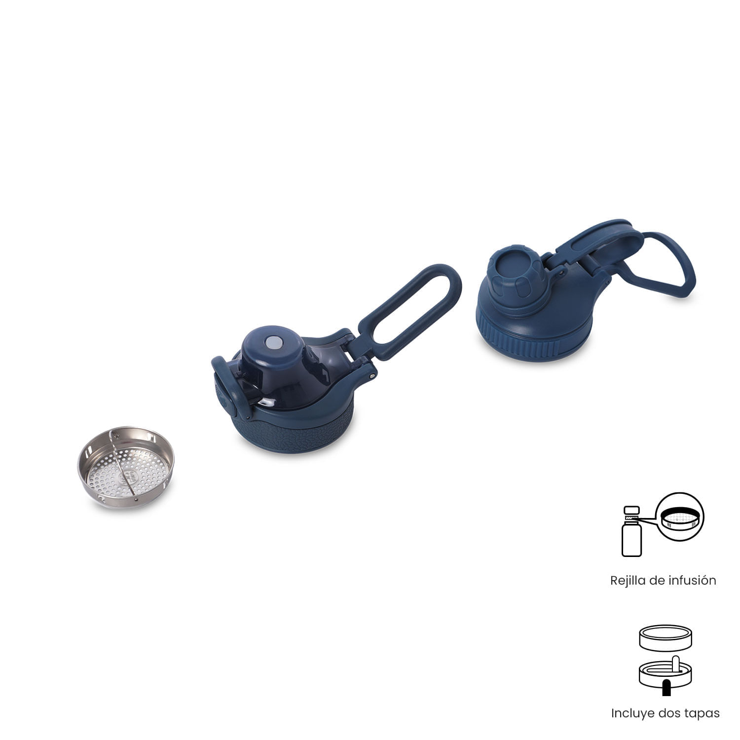 Termo para agua con tapa intercambiable Flux 750 Ml Azul img #3
