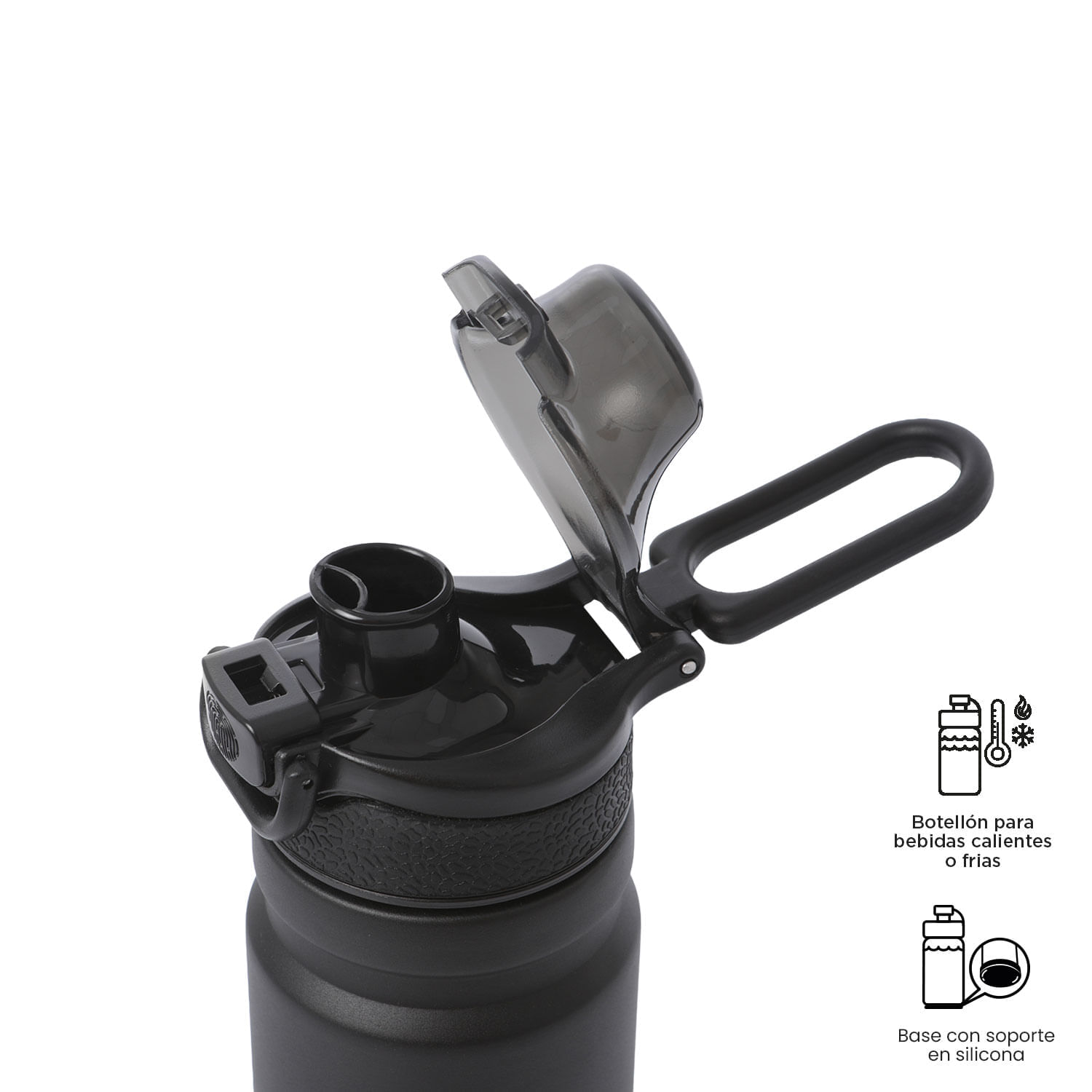 Termo para agua con Tapa Intercambiable Flux 750 ml Negro img #5