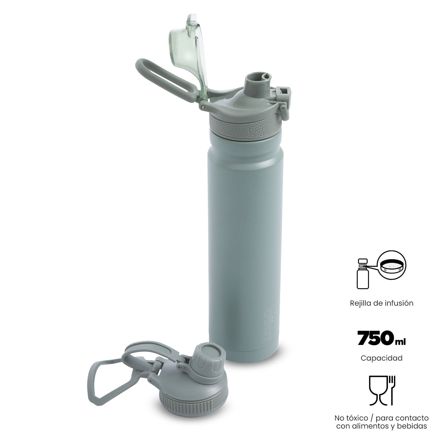 Termo para agua con Tapa Intercambiable Flux 750 ml Verde img #2