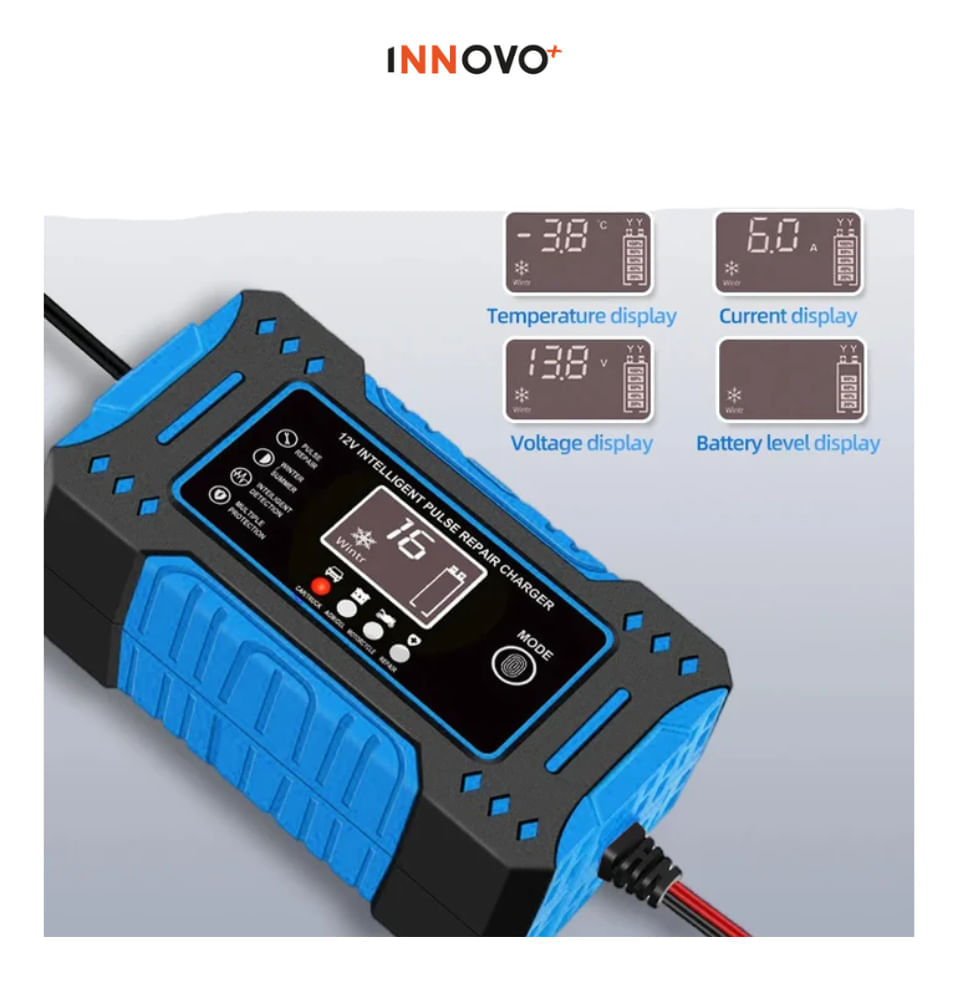 Cargador Iniciador De Batería Inteligente Para Carros Motos Automóviles 12v Innovo Tools img #3