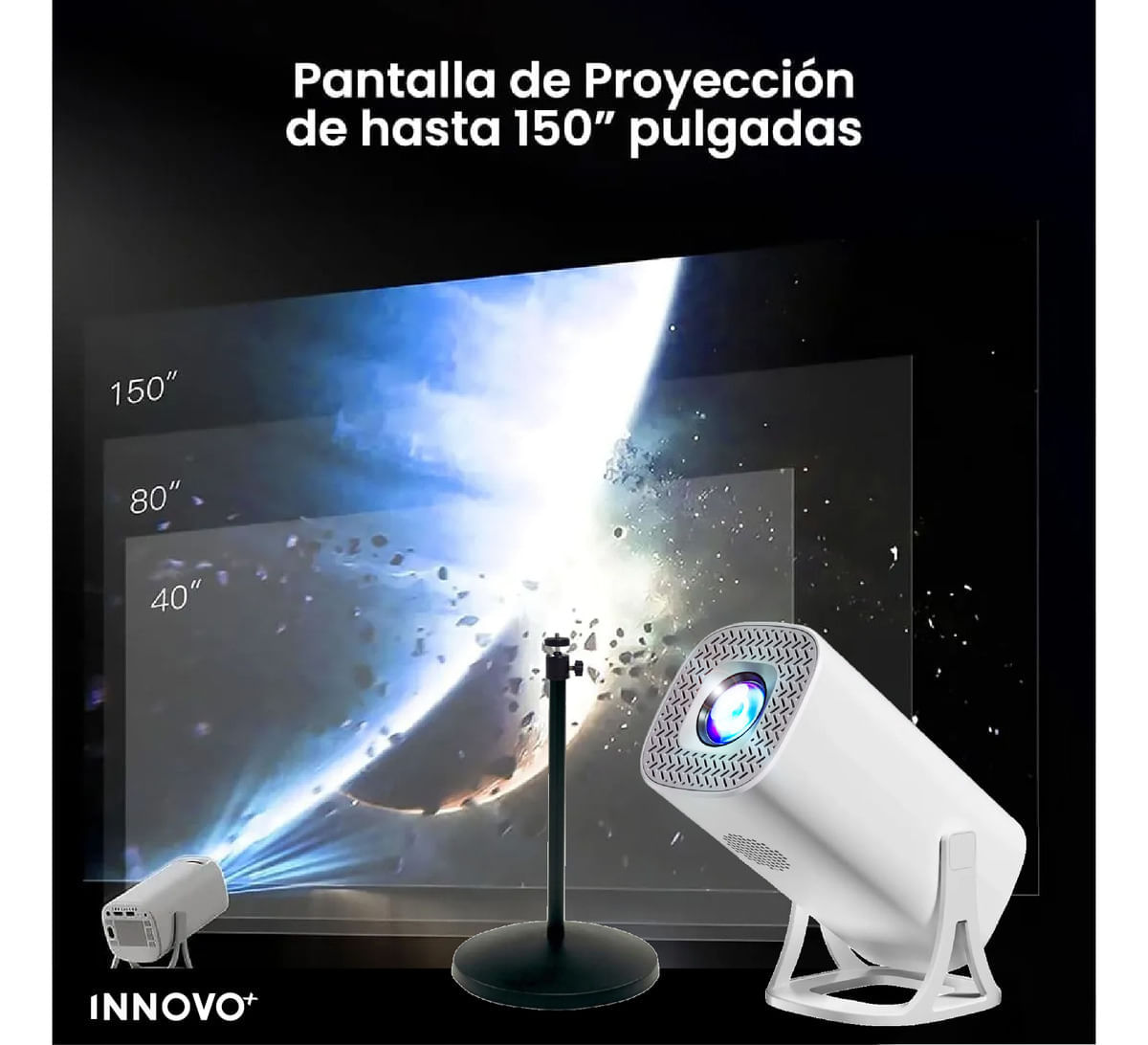 Proyector Smart S40 Max 4k Android 11 Wifi 5g + 2 Controles + Base Metálica +30.000 Juegos Y Apps img #6