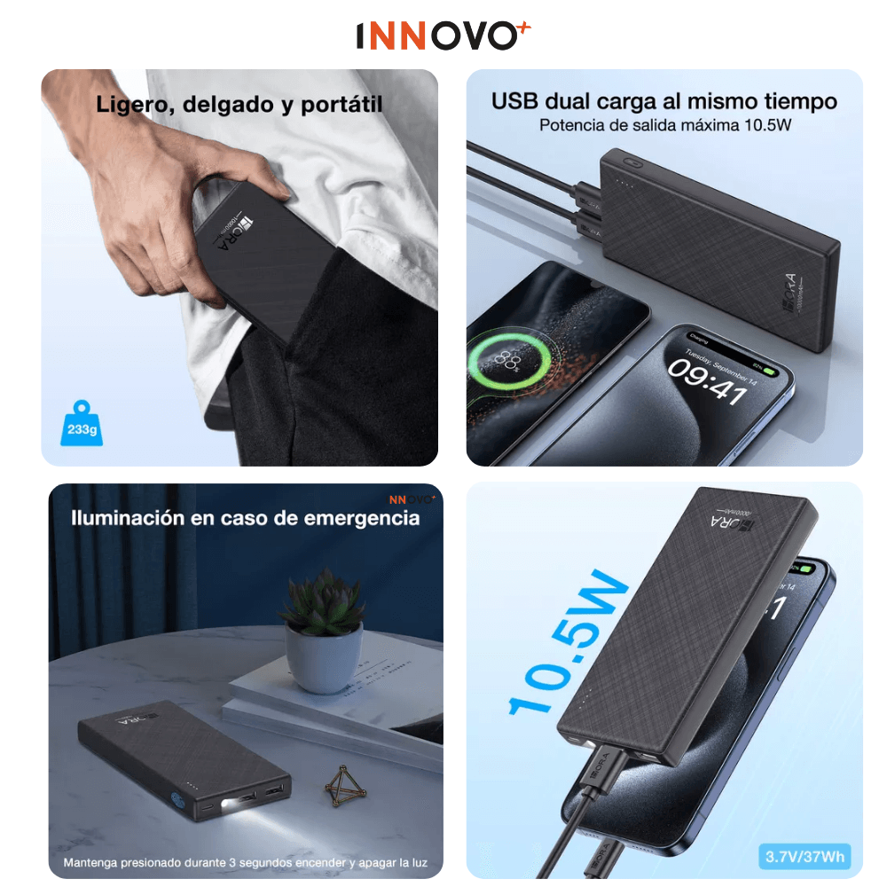 Power Bank Batería Portátil 10000mah + Soporte De Celular Tablet Giratoria img #2