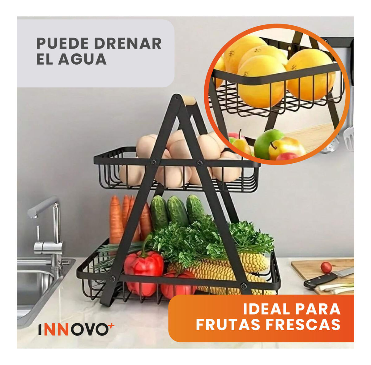 Organizador De Frutas Verduras Alimento Frutero 2 Niveles Innovo Home img #2