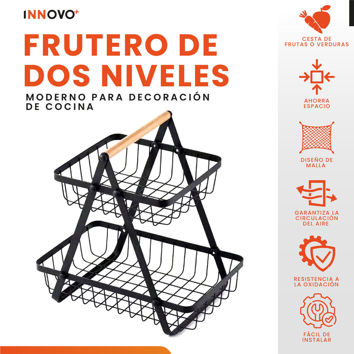 Organizador De Frutas Verduras Alimento Frutero 2 Niveles Innovo Home img #4
