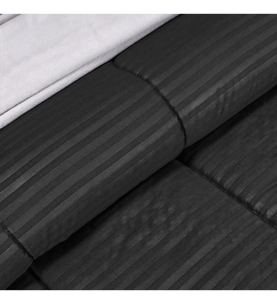 Edredon Cubrelecho Premium Negro Cama Doble Fundas Almohadas img #4