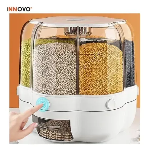 Dispensador De Alimentos Granos Cereales Giratorio X6 Compartimientos Grain Bucked Innovo Home img #1