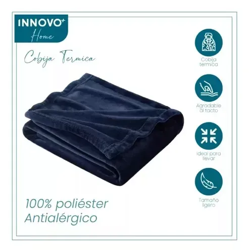 Cobija Manta Térmica Suave Piel Durazno 180 X 240 Cm Azul Liviana img #3