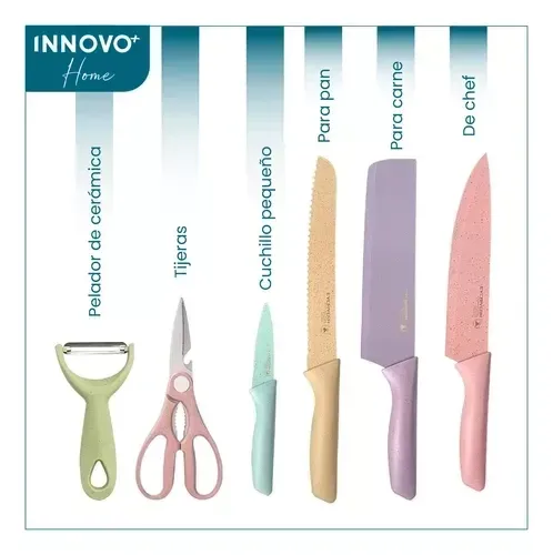 Set De Cuchillos Knife Bali 6 Piezas Con Pelador De Papa Innovo img #2