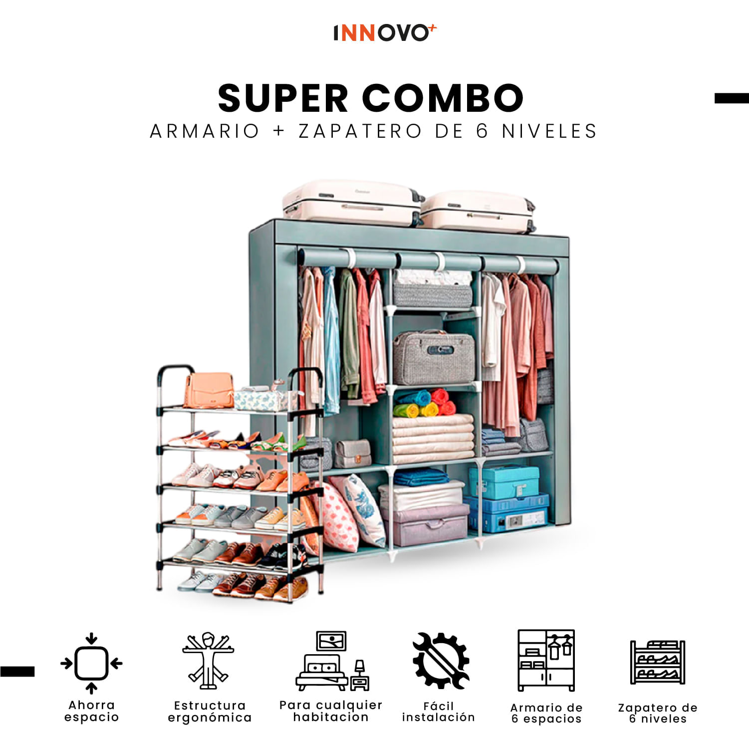 Clóset Armable 3 Cuerpos con Zapatero Slim Organizador Hogar img #7