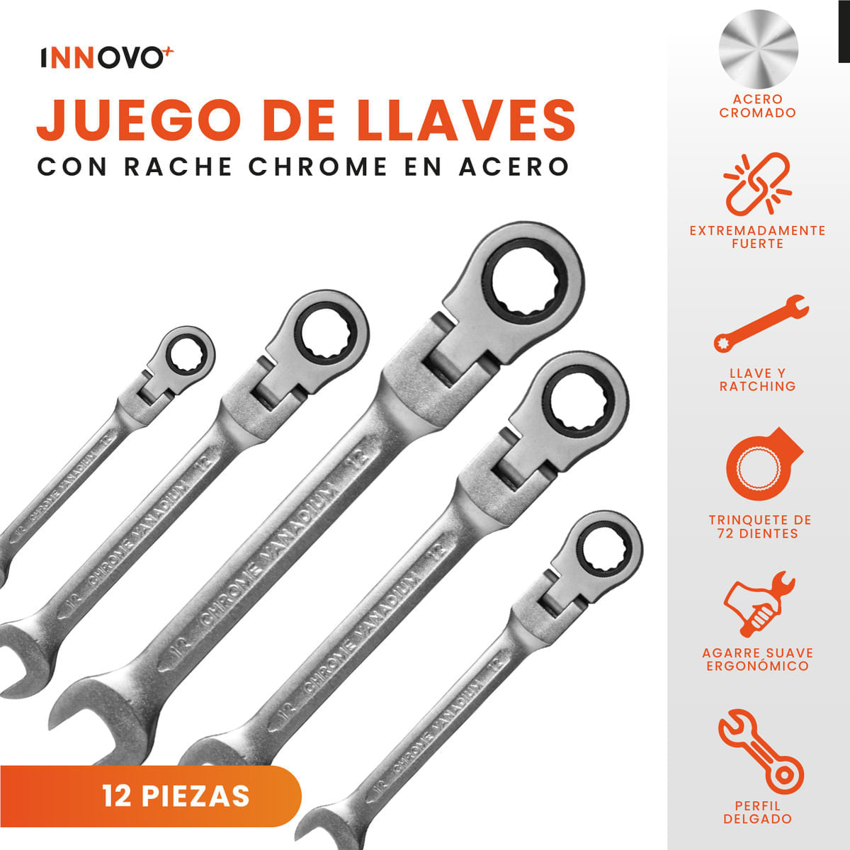 Set De Llaves 12 Unidades Llaves Mixtas Con Rache Estuche Premium img #5