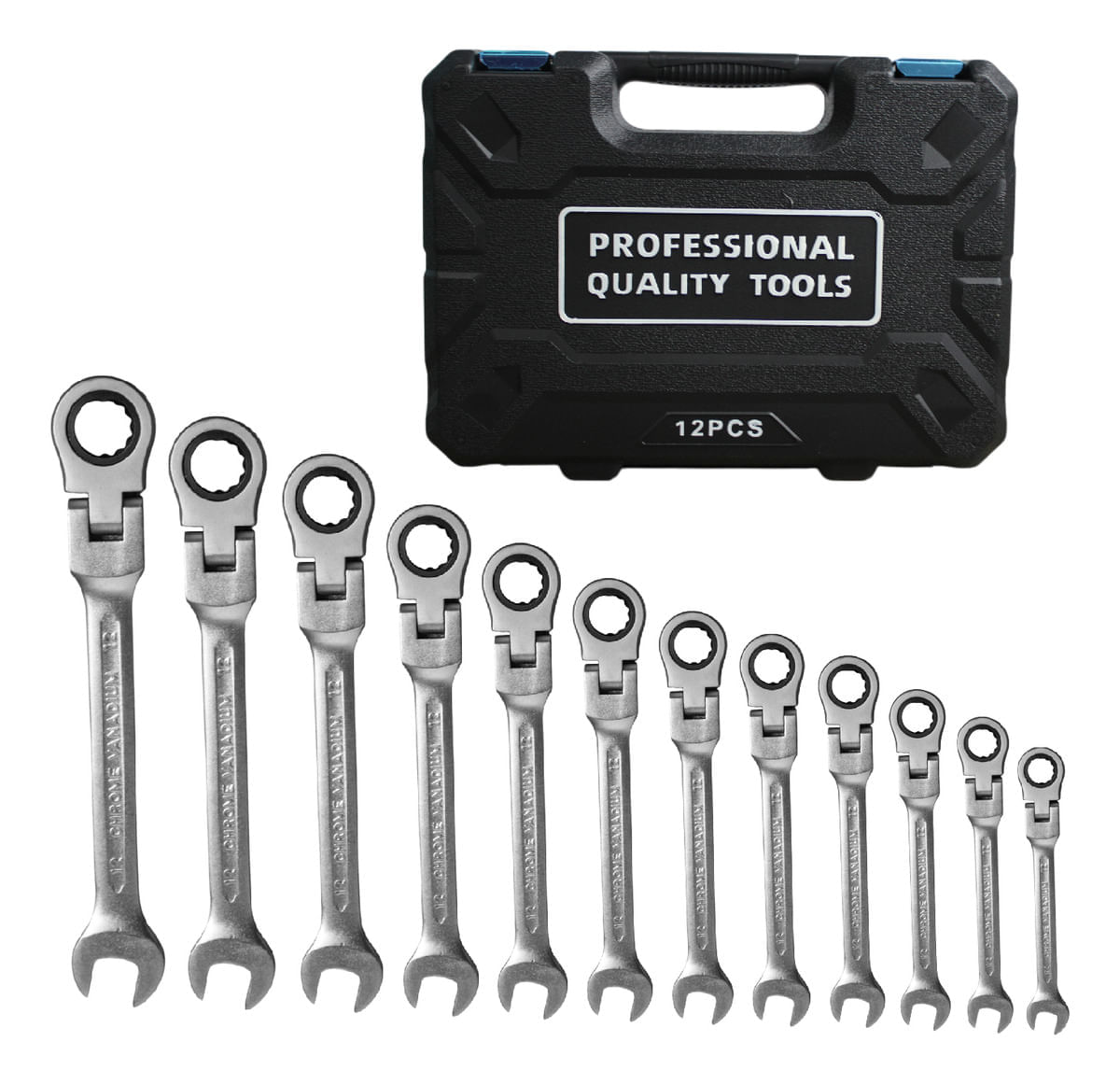 Set De Llaves 12 Unidades Llaves Mixtas Con Rache Estuche Premium img #1