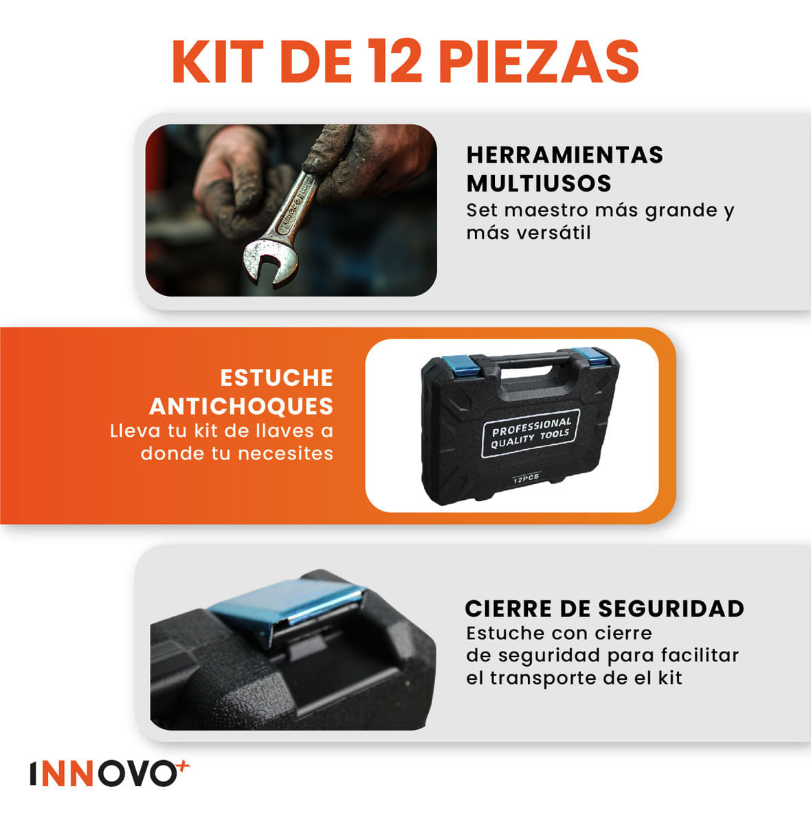 Set De Llaves 12 Unidades Llaves Mixtas Con Rache Estuche Premium img #2